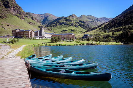 View of Vall de Nuria Sanctuary in the catalan pyrenees.Spain